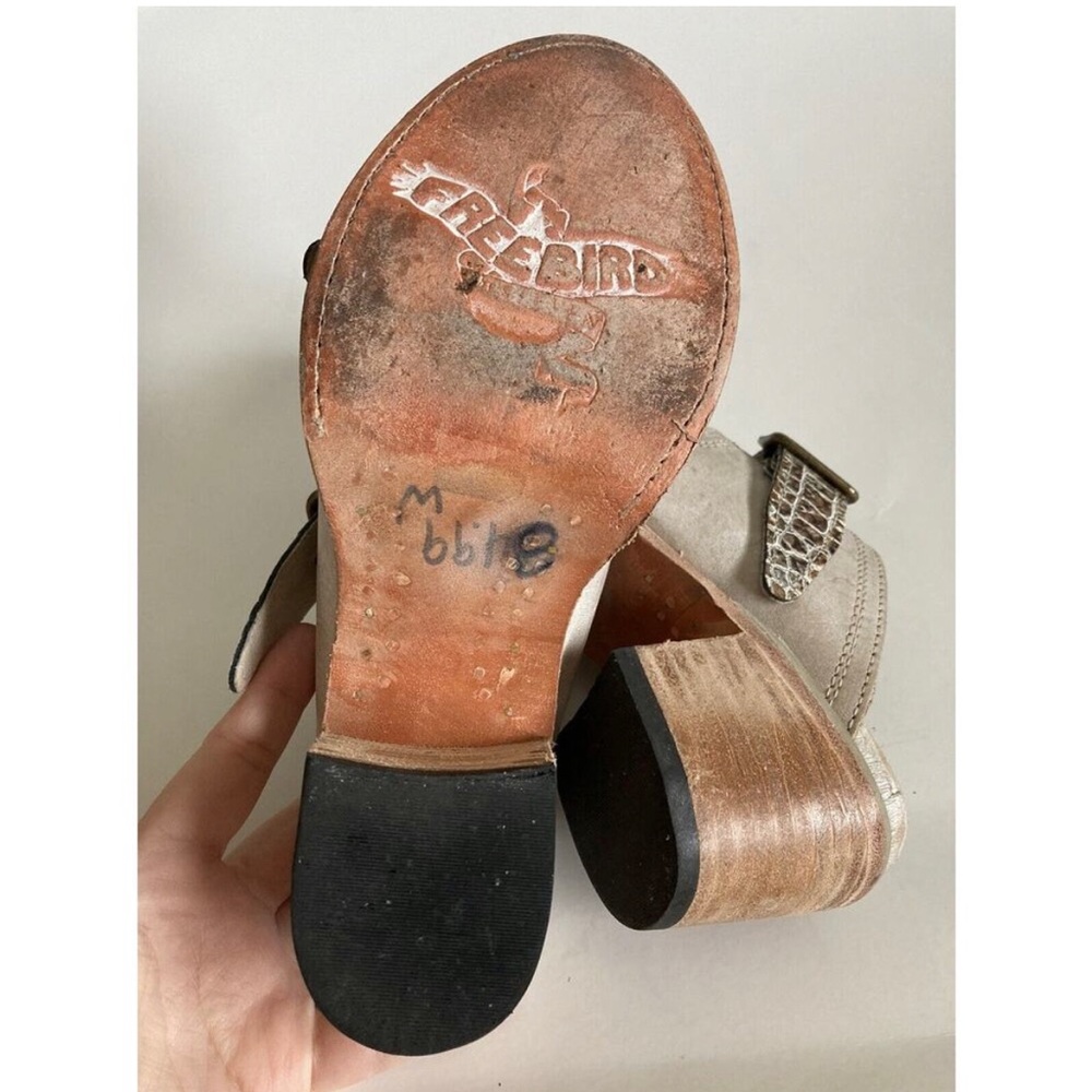 Free Bird By Steven Caprice Heeled Leather Sandals Open Toe Slip On Size 6